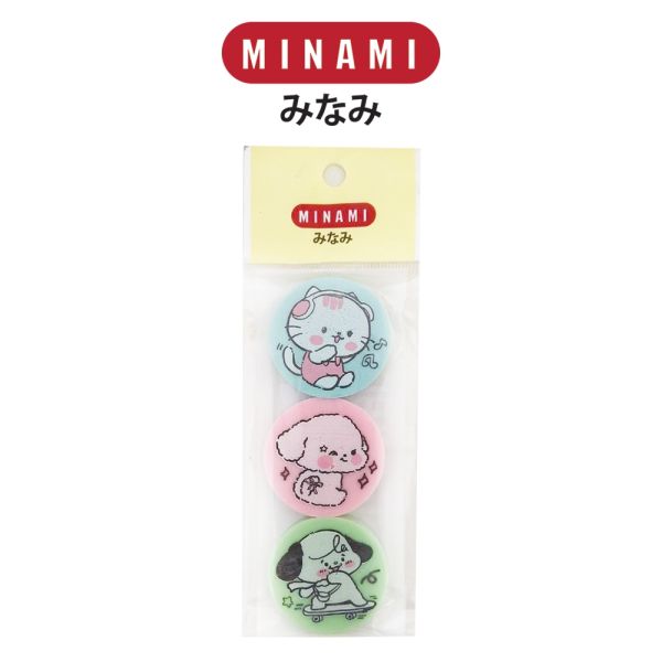 MINAMI (มินามิ) ยางลบ ก้อนกลม สีพาสเทล ลายการ์ตูน แพ็ค 3 ก้อน ตรามินามิ จำนวน 1 แพ็ค