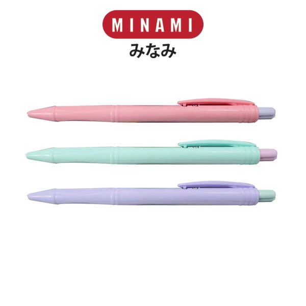 MINAMI (มินามิ) ปากกาลูกลื่น แบบกด 0.7 มม. ตรามินามิ MI-3002 ด้ามสีพลาสเทล  3 ด้าม / แพ็ค จำนวน 1 แพ็ค