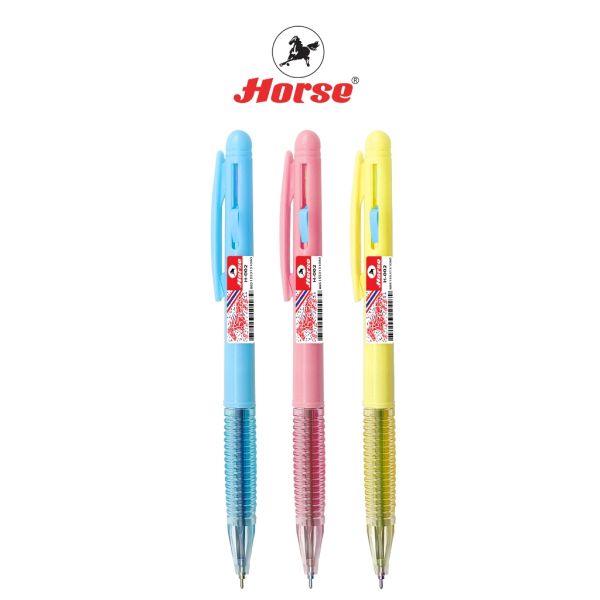 Horse (ตราม้า) ปากกาลูกลื่น 2 หัว 2 สี แบบกด ตราม้า H-002 0.7 mm. ด้ามสี หวานจำนวน 1 ด้าม