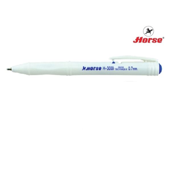 หมึกน้ำเงิน - HORSE ตราม้า ปากกาลูกลื่นแบบกด  0.7 MMH-3000 จำนวน 1 ด้าม