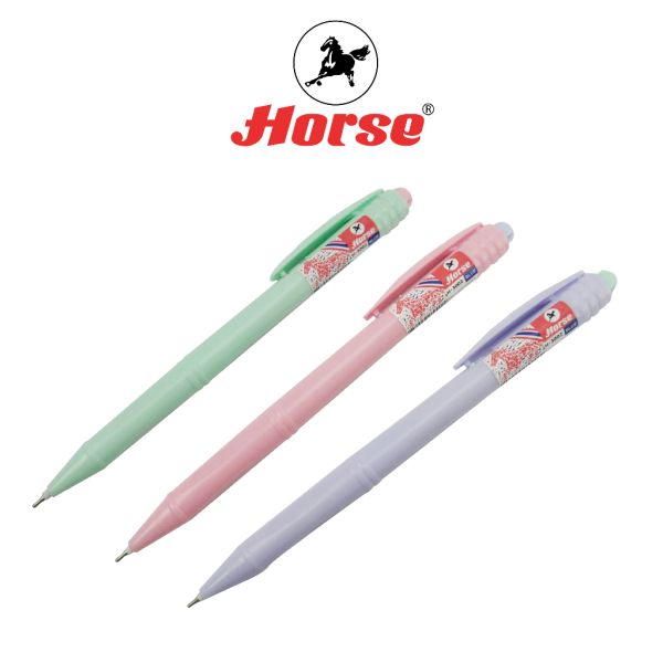 HORSE (ตราม้า) ปากกาลูกลื่น แบบกด 0.7 มม. ตราม้า H-3002 สีพลาสเทล  จำนวน 1 ด้าม