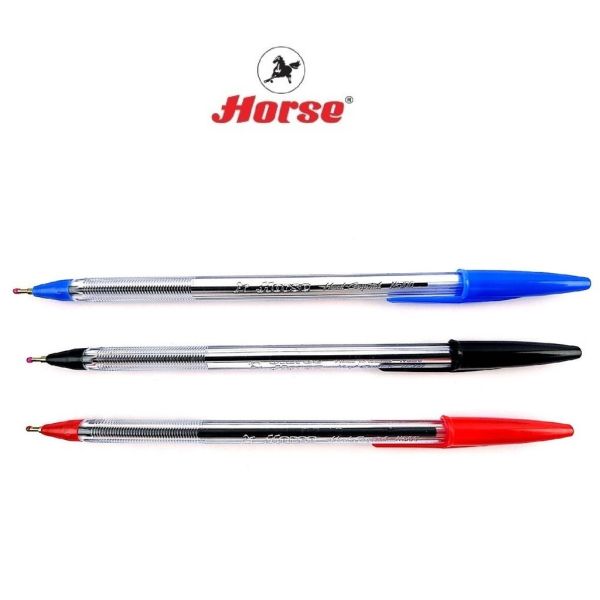 HORSE (ตราม้า) ปากกาลูกลื่น 0.7mm.  แบบปลอก H-5100 ตราม้า  จำนวน 1 ด้าม - หมึกดำ