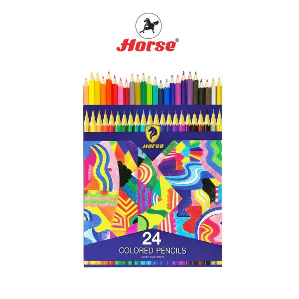 Horse ตราม้า ดินสอสีไม้ยาว 24 สี NEW SUPERIOR SERIES HG-24 จำนวน 1 กล่อง