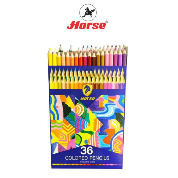 Horse (ตราม้า ) ดินสอสี สีไม้ยาว 36สี NEW SUPERIOR SERIES ตราม้า  HG-36 จำนวน 1 กล่อง
