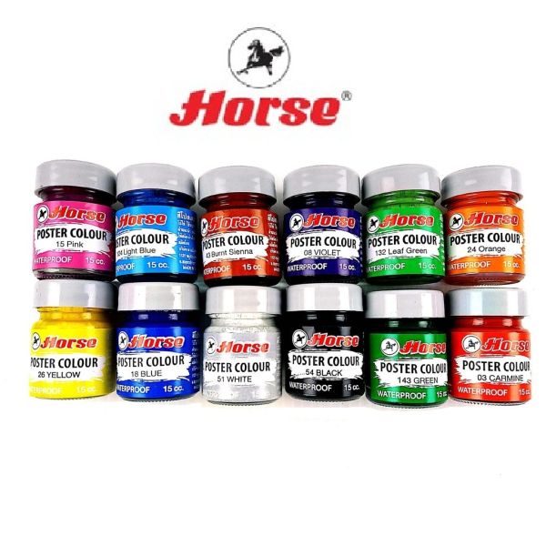 HORSE ตราม้า สีโปสเตอร์ กันน้ำขนาด 15 cc (1/2ออนซ์) ขวดแก้ว จำนวน 1 ขวด - สีชมพู #๑๕