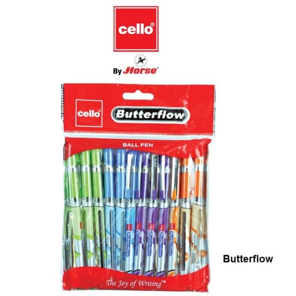 CELLO เซลโล ปากกาลูกลื่นฝา 0.7 mm.รุ่น Butterflow คละสี 1x12ด้าม/แพ็ค