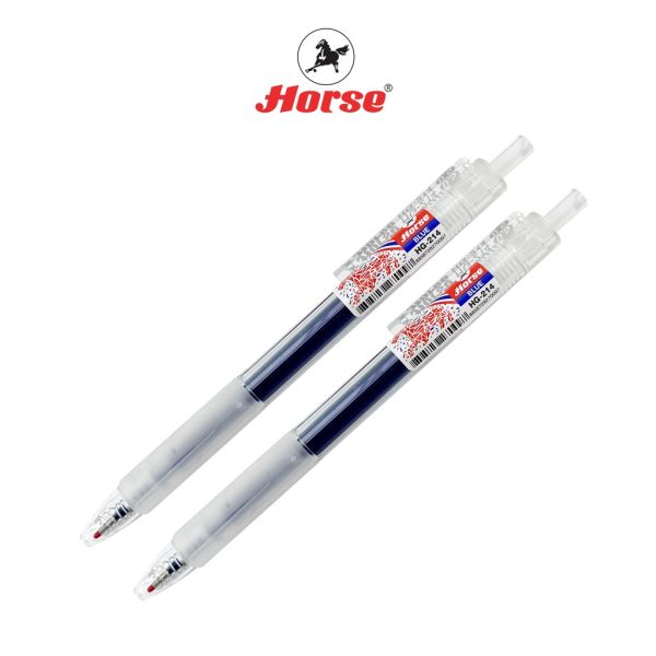 HORSE (ตราม้า) ปากกาเจล แบบกด 0.5mm Gel ink pan ตราม้า  รุ่น HG-214 จำนวน 1 ด้าม (NEW)