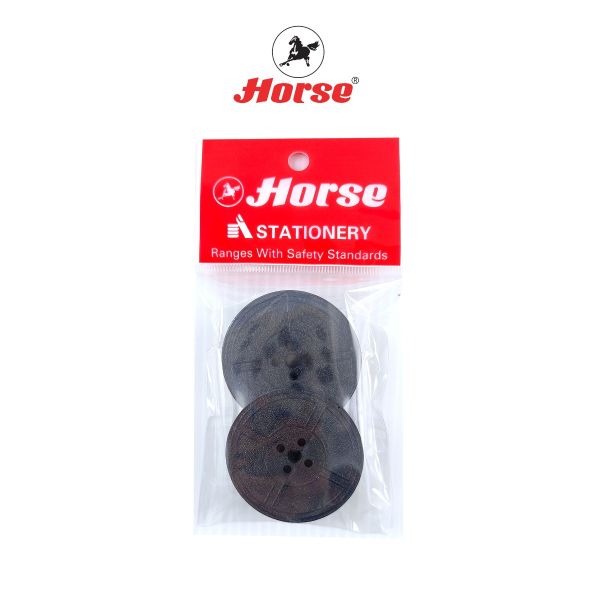 Horse  (ตราม้า) ผ้าหมึกพิมพ์ดีด  แกนคู่ สีดำ ตราม้า จำนวน 1 อัน ( Typewriter Ribbon Twin Spools) - แกนคู่