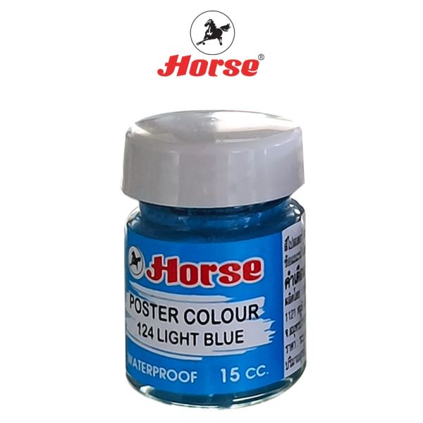 HORSE ตราม้า สีโปสเตอร์ กันน้ำขนาด 15 cc (1/2ออนซ์) ขวดแก้ว จำนวน 1 ขวด - สีฟ้า #๑๒๔