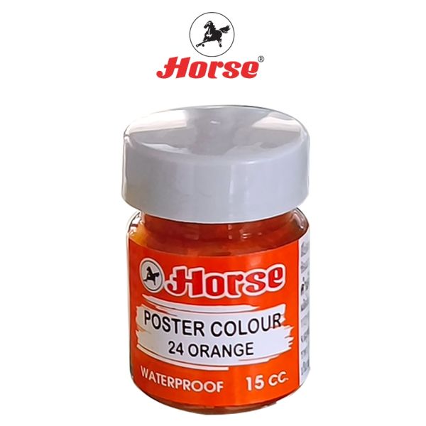 HORSE ตราม้า สีโปสเตอร์ กันน้ำขนาด 15 cc (1/2ออนซ์) ขวดแก้ว จำนวน 1 ขวด - สีส้ม #๒๔