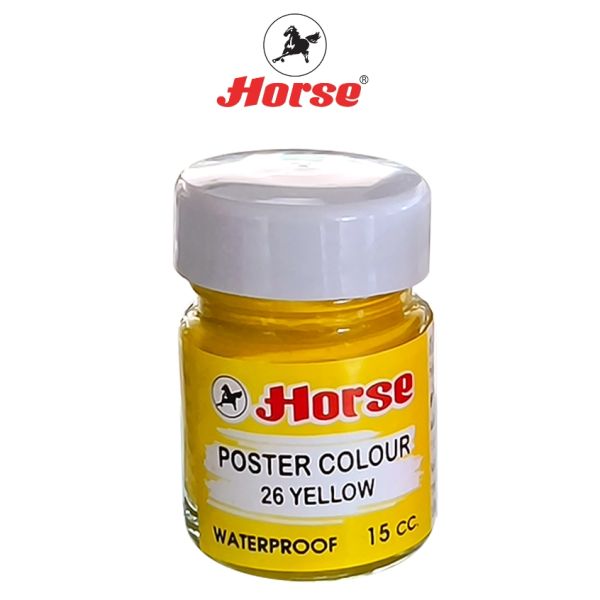 HORSE ตราม้า สีโปสเตอร์ กันน้ำขนาด 15 cc (1/2ออนซ์) ขวดแก้ว จำนวน 1 ขวด - สีเหลือง #๒๖